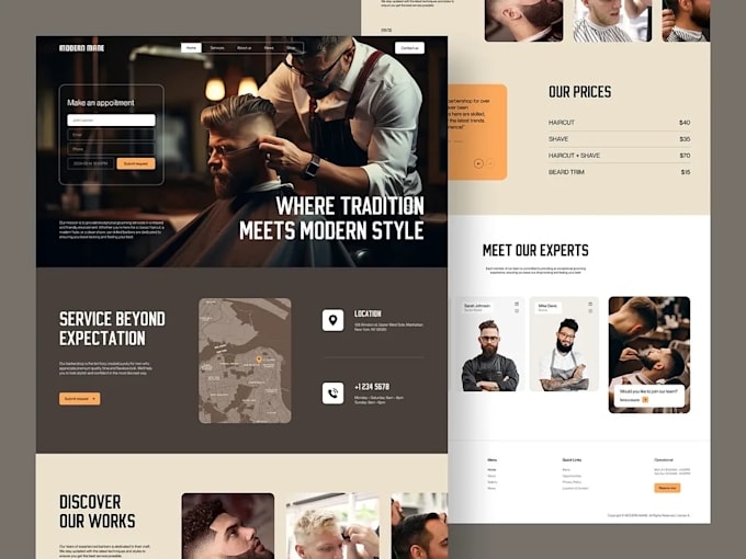 create a modern and professional website for your barbershop
