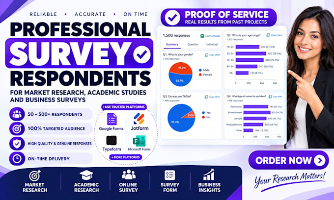 conduct online survey with over 1000 respondents via google forms jotform