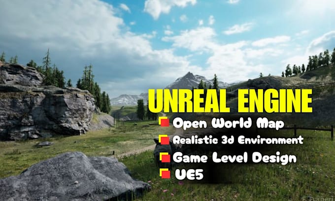design realistic unreal engine open world map, 3d game environment, level design