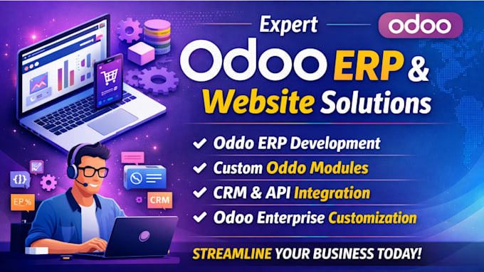 develop odoo erp system, modules, odoo website, crm integration, odoo enterprise