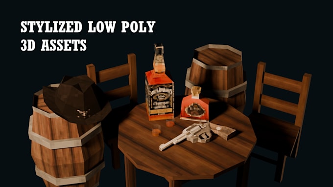 create ps1 style retro low poly 3d models and prop sets