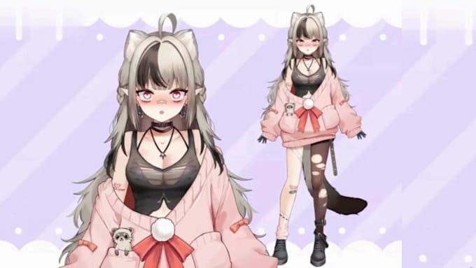 draw and rig live2d vtuber model, 2d vtuber character design, vtuber commission