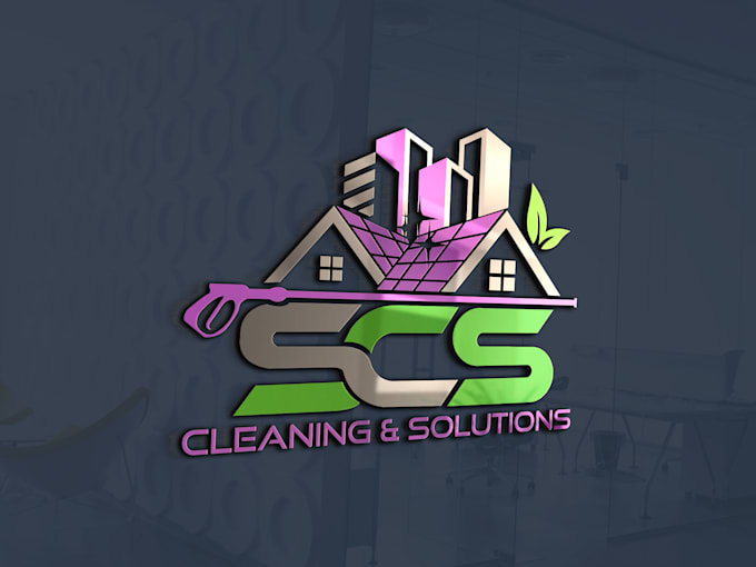 design cleaning service business 3d logo