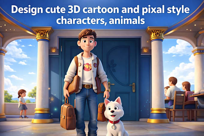Design cute 3d cartoon and pixal style characters, animals, mascots ...