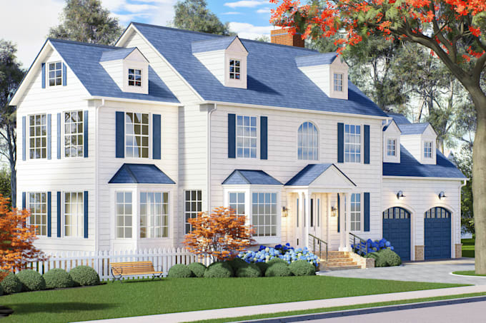 do realistic 3d house exterior modeling and rendering