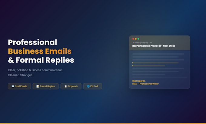 write professional english and arabic business emails