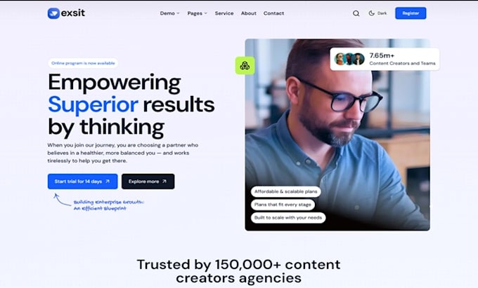 design squarespace startup website saas product website tech website