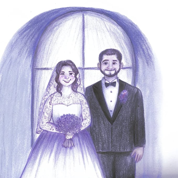 create a couple portrait wedding portrait illustration