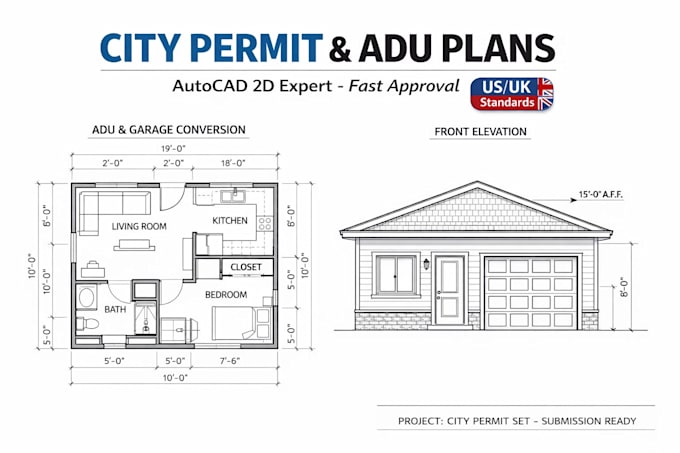 Create city permit drawings, adu plans and architectural floor plan in ...