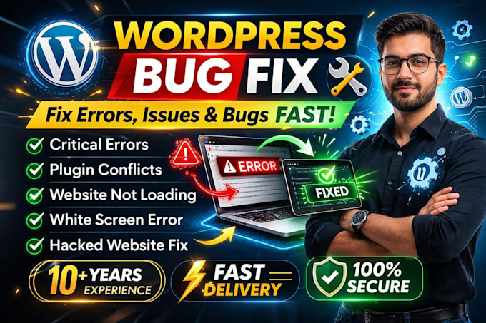 fix wordpress bugs, critical errors, plugin conflicts and website issues fast