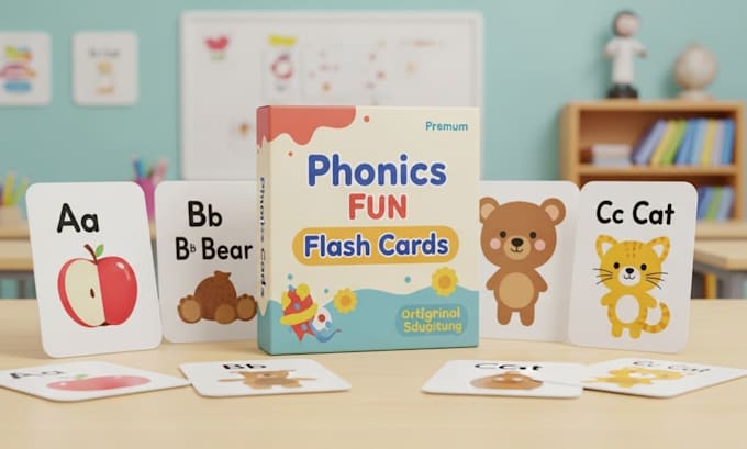 design educational cards playing cards illustration, card template box mockup