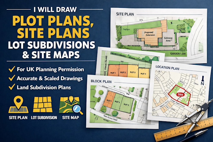 draw site plan, plot plan, lot subdivision and site map for city permit approval
