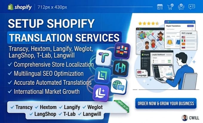 setup shopify translation transcy hextom langify weglot langshop t lab langwill