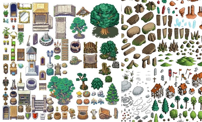 Design di tileset e tilemap personalizzati in pixel art per rom hack di ...