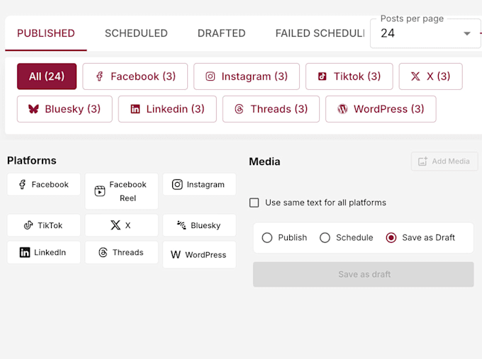 social media API integration and automation system