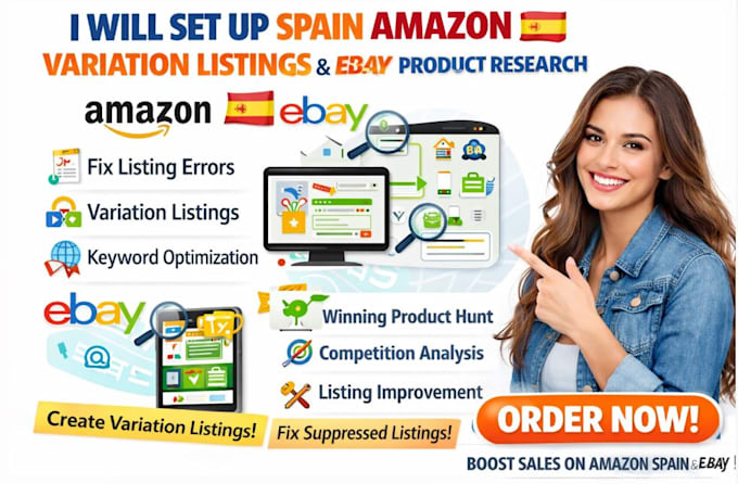 spain amazon variation product listing ebay product hunting research fix errors