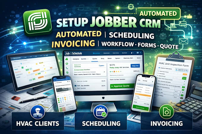 setup jobber crm automated scheduling invoicing workflow form quote client hvac