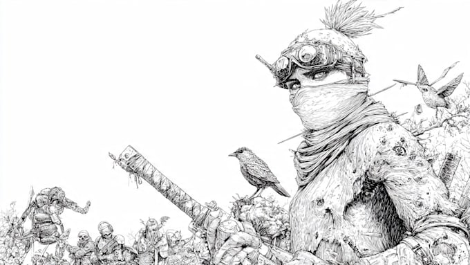 draw line art illustration with ink