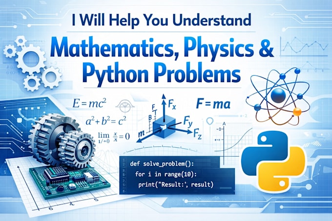 help with mathematics, physics, and python problems