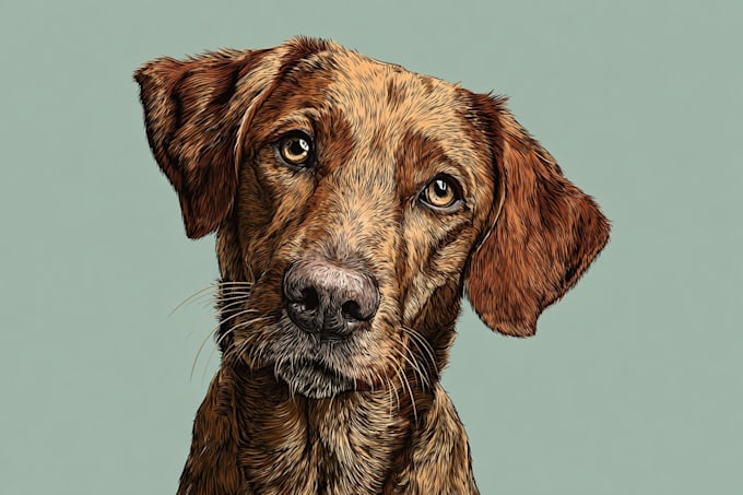 draw a awesome pet portrait, dog portrait cat portrait