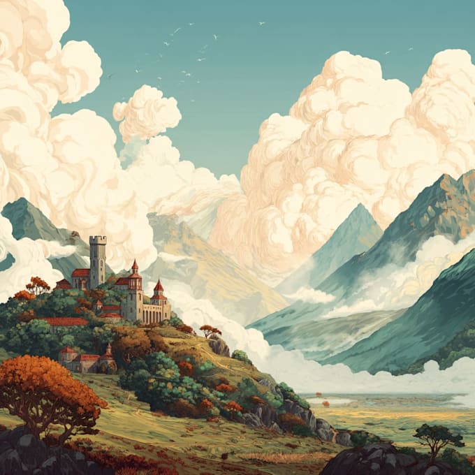 create fantasy landscape illustrations