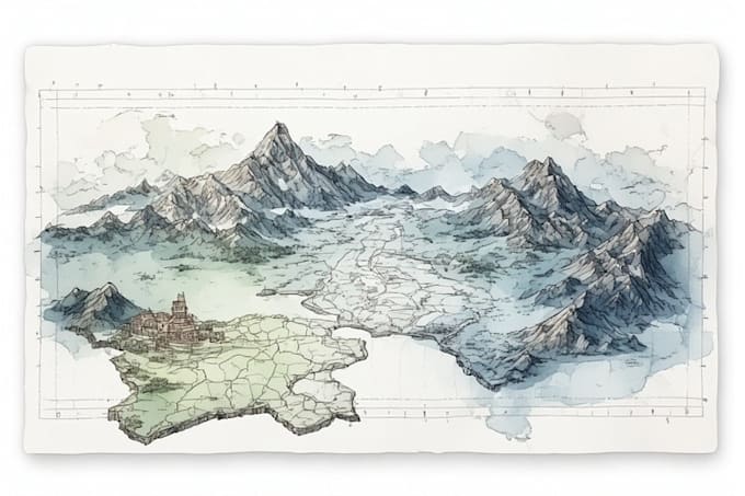 sketch watercolors custom illustrated maps in procreate