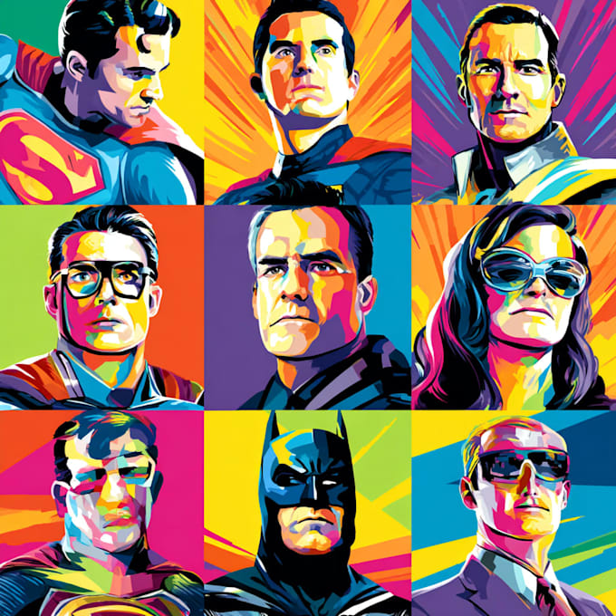 illustrate a superhero pop art portrait