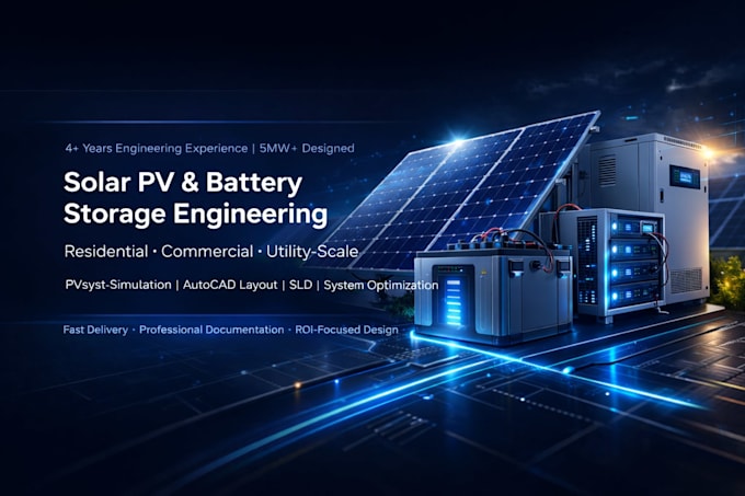 design a solar ess with battery sizing and pvsyst simulation