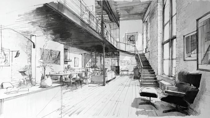 draw an architectural or interior sketch