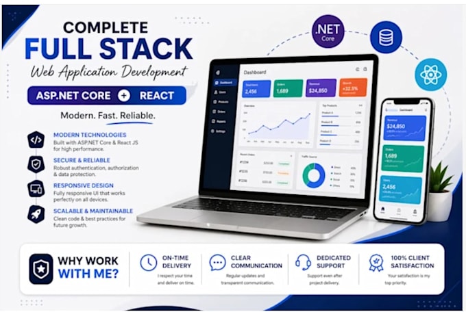 build full stack asp net core react js app with sql server