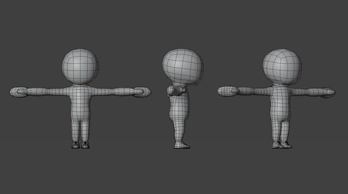 create a high poly 3d character and clean retopology