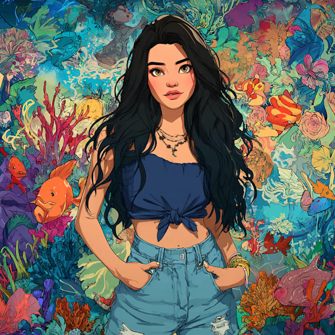 magical disney style portrait illustrations personalized