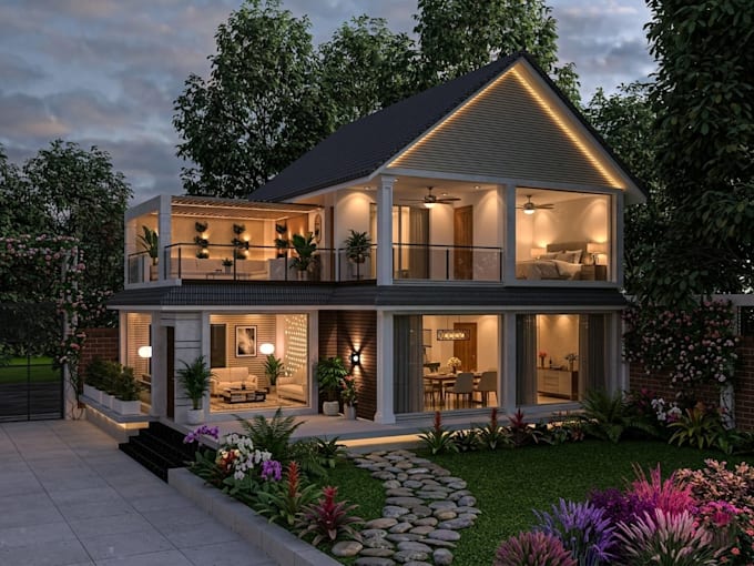 create realistic 3d interior and exterior renderings