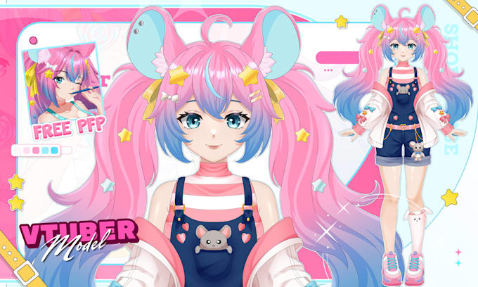 design and rig pro live 2d vtuber model for your streaming