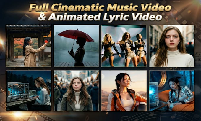 create full cinematic music video or animated lyric video