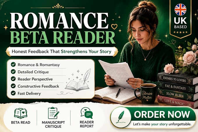 romance beta reader, beta read your romantasy or critique manuscript feedback