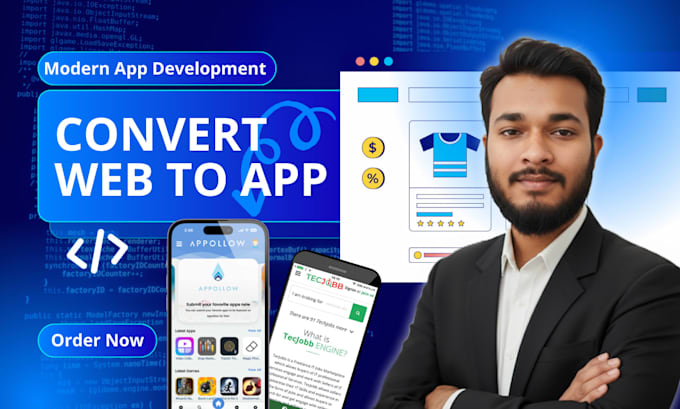 convert website to app, android app and ios app, mobile app development, flutter