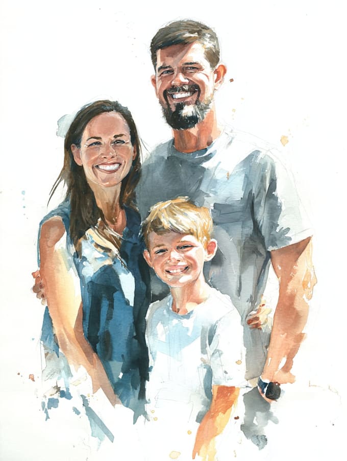 custom watercolor family portrait