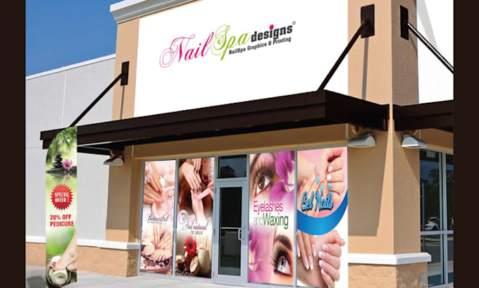 create modern storefront or shopfront window graphics ,signage design