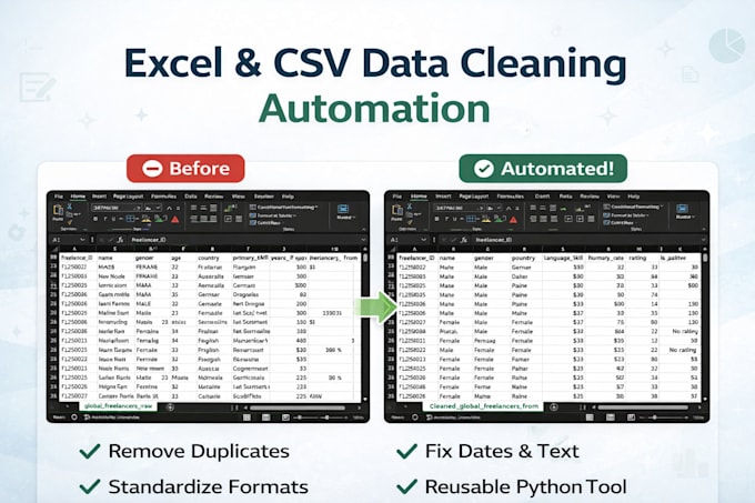 automate excel and  CSV data cleaning with python