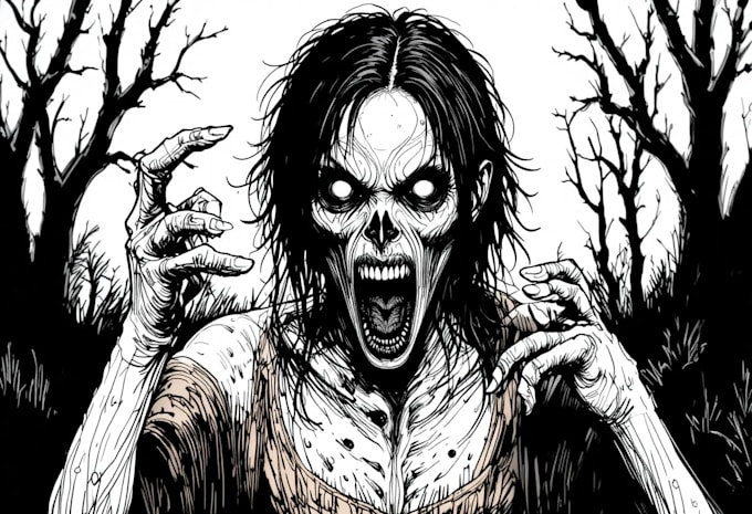 draw a horror illustration
