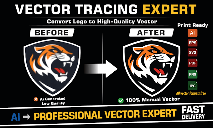 vector tracing, redraw any image or ai logo convert into high quality vector