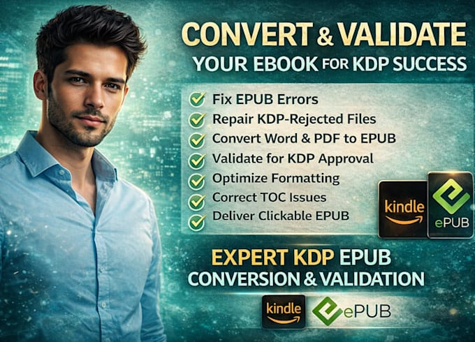 fix kdp epub error, optimize kindle ebook for amazon kdp publishing