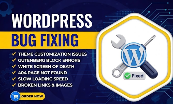 fix wordpress website issues, elementor errors, woocommerce bugs wordpress help