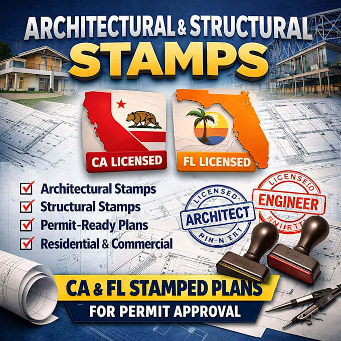 provide professional architectural stamp and engineering stamp