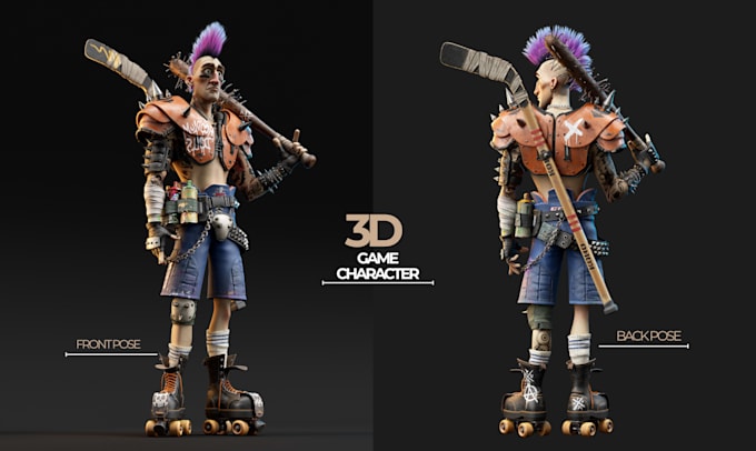 create game ready 3d character models pbr texture, stylized character design