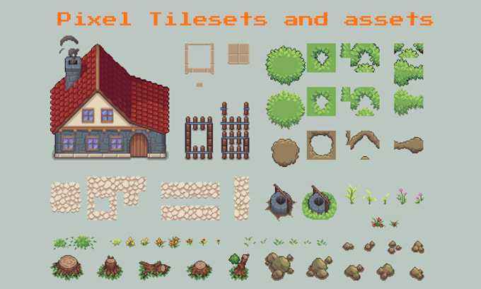 create custom pixel art tileset, tilemap, top down, rpg, platformer, adventure