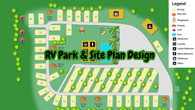 Sample Rv Park Layout Design rv park, campground, site plan and property map by Jude6567 | Fiverr