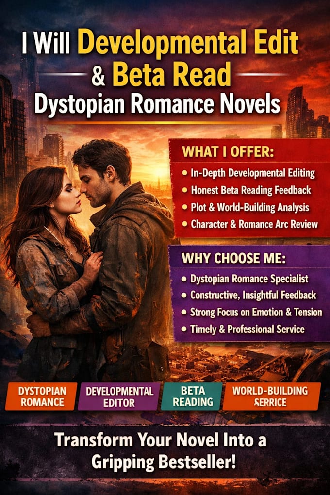 developmental edit and beta read dystopian romance novels
