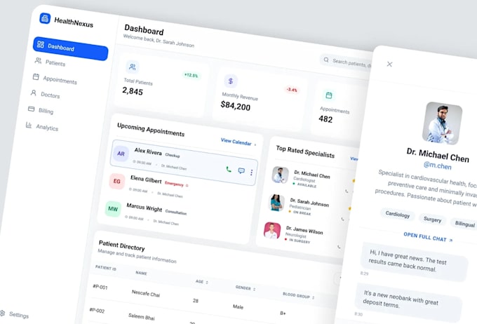 create ai healthcare billing software with admin dashboard